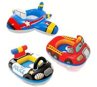 SGM Inflatable Swimming Ring for Kids - Summer Pool Float (Random Design: Jet Plane, Police Car, Fire Truck) (1)