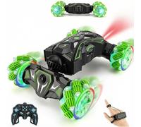 SGM-JS18 Gesture Sensing RC Stunt Car, 4WD Hand Controlled Remote Control Car Boys 6-12, 360° Drift with Mist Spray, Light & Music, 1 Batteries (30+ Min Play), Kids Gift (Green)