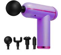 SGM Massage Gun | 6-Speed Deep Tissue Muscle Massager for Back, Neck Pain Relief | Men, Women, Dad, Mom | Electric Therapy Gun with 4 Heads | Lightweight 1.76lbs | Quiet Motor & USB Recharge (Purple)