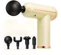 SGM Massage Gun | 6-Speed Deep Tissue Muscle Massager for Back, Neck Pain Relief | Men, Women, Dad, Mom | Electric Therapy Gun with 4 Heads | Lightweight 1.76lbs | Quiet Motor & USB Recharge (Beige)