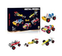 SGM Metal Model Racing 5-in-1 Car Building Kit - 236+ Piece STEM Engineering Construction Set for Kids 6+ | Educational DIY Metal Car Kit with Tools & Manual, Creative Boys Toys Gift