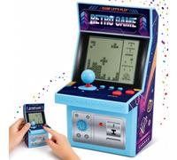SGM Mini Arcade Game Machine for Kids, 23 Built-In Retro Games, Tabletop Console with Joystick, Monochrome LCD Screen and Speaker, 2 AA Battery Powered, Assorted Colour, XY9022A