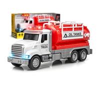 SGM Oil Tanker Truck Toy - Pull-Back Friction Powered Vehicle with Lights & Sounds - Durable Monster Truck-Style Toy Car, for Kids - JZ2024-92