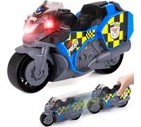 SGM Police Motorcycle with Siren, Engine Sounds and Lights, Large 9.5" Pull Back Motorbike with Lights, Durable Police Bike Toy for Toddlers & Kids - JS127C