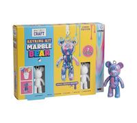 SGM Project Craft DIY Marble Bear Keyring Kit - Paint Your Own Fluid Art Keychain - 2 Bears per Pack - Creative Arts & Crafts Gift for Kids Ages 5+ (Bright Colours Edition)