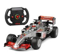 SGM Remote Control Formula Racing Car Toy, 2.4Ghz High Speed RC Car with LED Lights, Steering Wheel Controller, 1:12 Scale F1 Simulation Model, Silver - Kids & Adults Gift - FA32B