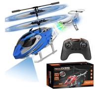 SGM Remote Control Helicopter for Kids 6+ - 2.4 GHz DIY Assembly, LED Lights, USB Charging - Educational & Durable Flying Toy - Beginner-Friendly with Full Control (Blue)