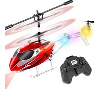 SGM Remote Control Helicopter for Kids Age 6+ - 2.4GHz 3.5 Channel Indoor RC Helicopter Toy with Altitude Hold, One-Key Take-Off & Landing, LED Lights, Dual Modular Batteries (Red)