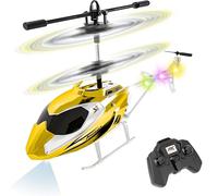SGM Remote Control Helicopter for Kids Age 6+ - 2.4GHz 3.5 Channel Indoor RC Helicopter Toy with Altitude Hold, One-Key Take-Off & Landing, LED Lights, Dual Modular Batteries (Gold)