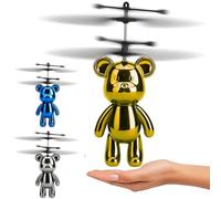 SGM Rotary Flying Bear Helicopter Toy - Hand Sensor Induction Control Aircraft with LED Lights - USB Rechargeable Gesture Controlled Flying Toy for Kids & Adults - Indoor - 0705-2262 (Golden)