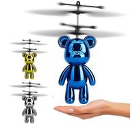 SGM Rotary Flying Bear Helicopter Toy - Hand Sensor Induction Control Aircraft with LED Lights - USB Rechargeable Gesture Controlled Flying Toy for Kids & Adults - Indoor - 0705-2262 (Blue)