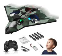 SGM Stealth Jet Drone for Kids - RC Fighter Plane Quadcopter with LED Lights, One-Click Take-Off/Landing, Altitude Hold & 360° Stunt Roll, Crash-Resistant Toy Gift for Boys Girls 6-12