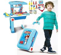 SGM678-207A Doctor Cart Kit for Kids - Pretend Medical Trolley Set with Light-Up Stethoscope, X-Ray, Syringe & Accessories - Toddler Doctor Toy Set for Boys & Girls Age 3 4 5 Years Old