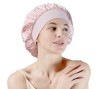 SGMSILK 100% Mulberry Silk Bonnet for Sleeping, Double Layer Mulberry Silk with Elastic Band for Curly Long Hair, Pink
