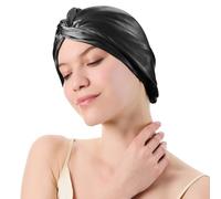 SGMSILK Silk Bonnet for Sleeping Women, 100% Mulberry Silk Sleep Cap with Elastic Band, Real Mulberry on Both Sides, Black