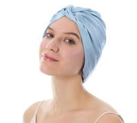 SGMSILK Silk Bonnet for Sleeping Women, 100% Mulberry Silk Sleep Cap with Elastic Band, Real Mulberry on Both Sides, Light Blue