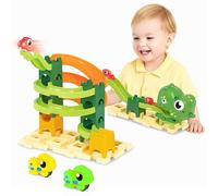 SGMU9683 Dinosaurs Racing Track 2 in 1 - Dinosaur Themed Racing Set with Ramps and Cars, 21 Pieces - Fun and Interactive Toy for Kids