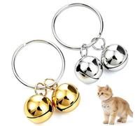 SGMYYMXBM 2PCS Extra Loud Cat & Dog Collar Double Bells, Silver & Gold 1.6" | Solid Copper Double Bells for Cat Dog Collars | Extra Loud Pet Tracker Save Birds | Silver+Gold (1.6in)