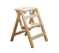 SGNJDKA 2 Layers Wood Household Kitchen Folding Stools for Adults, Portable Multi-Functional Foldable Step Stool Ladder, Thickened Indoor Library Stair Chair,D