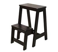 SGNJDKA Foldable Stool Solid Wood Chair Multifunction Stepladder Space Saving Sturdy Step Ladder for Library, Home and Kitchen 150kg Capacity (Color : Walnut