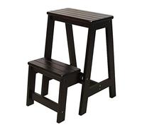 SGNJDKA Foldable Stool Solid Wood Chair Multifunction Stepladder Space Saving Sturdy Step Ladder for Library, Home and Kitchen - 150Kg Capacity/Walnut Color (K