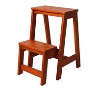 SGNJDKA Foldable Stool Solid Wood Chair Multifunction Stepladder Space Saving Sturdy Step Ladder for Library, Home and Kitchen 150kg Capacity (Color : Walnut