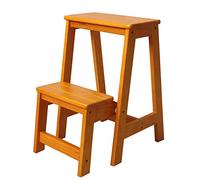 SGNJDKA Foldable Stool Solid Wood Chair Multifunction Stepladder Space Saving Sturdy Step Ladder for Library, Home and Kitchen - 150Kg Capacity/Walnut Color (Wo