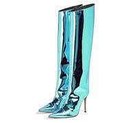 SGNJDKA Knee High Boots Patent Leather Glossy Fashion Sexy Thigh Boots Strappy Design Drain Warm Wrapped Modern Fashion Pointy Toe Fine Heel High Heel Boots