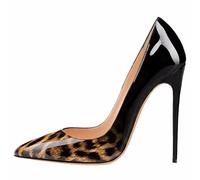SGNJDKA Leopard Print Gradient Patent Leather Thin High Heels, High Heels for Women, Single Shoes for Work, Dinner Parties, Weddings, Dances, High Heels, Office Shoes