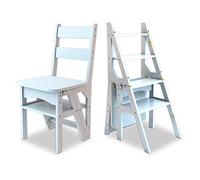SGNJDKA Solid Wood for Kitchen, Household Foldable Step Stool Ladder Chair Portable Stepladder and Chairs Combination/Walnut Color (White)
