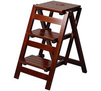 SGNJDKA Stool,Folding Library Ladder Chair 2 in 1Weight Portable Multifunctional 3-Step Stool Dual Purpose Stepladders for Home/Brown