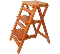 SGNJDKA Stool,Ladder Folding Ladder Multifunction Step Stool Stair Chair Indoor Climb for Library, Home Kitchen, Household Work/Wood Color