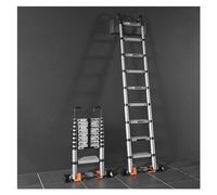 SGNJDKA Telescopic Loft Ladder 3.5m/11.5ft Heavy Duty Aluminum Extendable Portable Folding with Safety Hooks & Stabilizer Bar 440lbs Load Capacity
