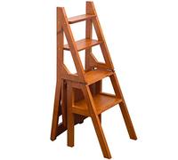 SGNJDKA Wooden 4-Story Climbing Ladder Solid Wood Dual-Purpose Stair Folding Chair for Home Portable Step Stool a/a