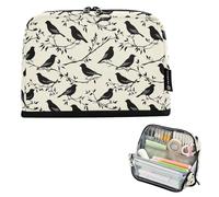Sgojhrv Standing Pencil Case Bird Vector Pouch Big Capacity Pencil Bag with Zipper for Kids Adult Teens,Stationery Organizer Bag School College Office Desk