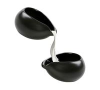 Sgphrzlt 2 Pack Mini Ceramic Creamer Pitcher for Milk Syrup, 100 ml Small Gravy Boat, Porcelain Dipping Sauce Bowl Cup Container for Tea Coffee, Serving Dispenser Accessories, Black