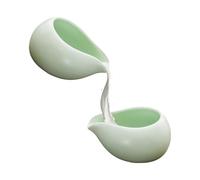 Sgphrzlt 2 Pack Mini Ceramic Creamer Pitcher for Milk Syrup, 3 Oz Small Gravy Boat, Porcelain Dipping Sauce Bowl Cup Container for Tea Coffee, Serving Dispenser Accessories, Green