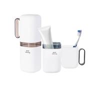 Sgphrzlt 2 Pack Travel Toothbrush Holder with Detachable Handle & Cover, Portable Tooth Brush Case for Traveling, Small Tooth Cup Container for Trip Dormitory Camping Home, Blue & Grey