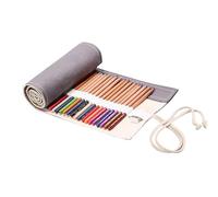Sgphrzlt 72 Slots Pencil Roll Up Case, Portable Canvas Artist Color Pencil Organizer Storage Holder, Large Capacity Colored Paint Brush Pen Roll Wraps Bag for Art Drawing Painting Sketching, Gray