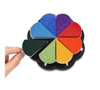 Sgphrzlt 8 Colors Petal Shape Stamp Pads, Removable Washable Craft Ink Pads for Stamping Rubber Stamps, Embossing Finger Print Ink Pads for Card Making DIY Scrapbook Painting Diary (1001)