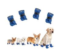 Sgphrzlt Non-slip Dog Cat Boots with Reflective Straps, Pet Shoes for Small Medium Dogs Outside, Paw Protectors for Summer Hot Pavement, Indoor Hardwood floor (Blue, 4)