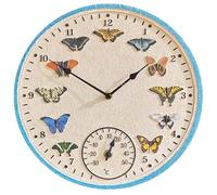 sgpuk 12in Papillons Wall Clock butterfly pattern indoor/outdoor wall clock with thermometer