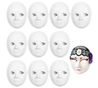 Sgqtqybk 10Pcs White Mask 7x9.5 Blank DIY Full Face Portable Paper Mache Masquerade Mask with Elastic Band for Cosplay Party