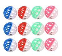 Sgqtqybk 12Pcs Cat Toy Ball with Bell, 1.5 Inch Colorful Mesh Hollow Plastic Cat Bell, Jingle Voice and Attractive Colors Interactive Toys for Kitten