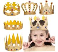 Sgqtqybk 6Pcs Birthday Crowns for Kids, 6 Style Fabric Birthday Crown with Acrylic Gems, Exquisite & Beautiful Hat, Multi-Purpose Crown for Cosplay Party Crowns for Kids