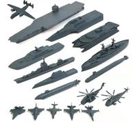 Sgqtqybk Aircraft Carrier Toy, 17PCS Plastic Army Toys Includes Small Scale Fighter Jet, Battleships, Submarine and More for Boys & Girls Kids Gifts Fighter Jet Toy