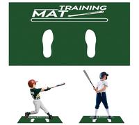 Sgqtqybk Batting Mat for Training 35x24 Diatom Ooze Batting Trainer with Stance Guide Footprint & Non-Slip Rubber Bottom Green Baseball Hitting Mat for Coaching, Exercising