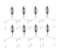 Sgqtqybk Carp Feeder, 8PCS 15g Metal Carp Bait Holder with Fishhook, Portable Spring Fishing Feeder Fish