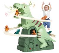 Sgqtqybk Dinosaur Race Track, Automatic Dinosaur Toys with Light & Music, Battery Powered Train Set with 5 Figures, Fun Kids Toys for Toddler 3+ Track