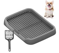 Sgqtqybk Dog Potty Tray, Dual Layer Gridded Dog Pee Pads, Reusable Washable Pee Pads, 18x3x2 Inch Sturdy Plastic & Metal Toilet Indoor for Small-Sized